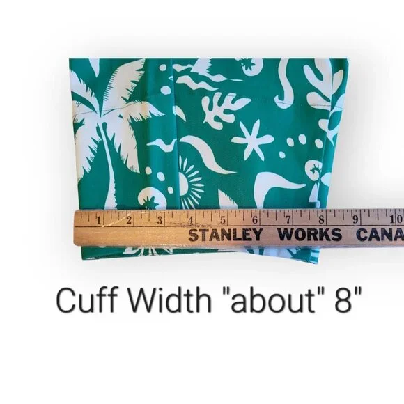 Anthropologie Corey Lynn Calter Green White Palm Print Paperbag Barrel Pants S/M - Picture 15 of 15